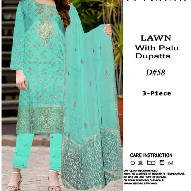 Fancy Morning Show Variety Lawn Cotton 3PC Fully Embroidered.  Shirt, Duppta and Trouser  Embroidered 3pc Unstiched