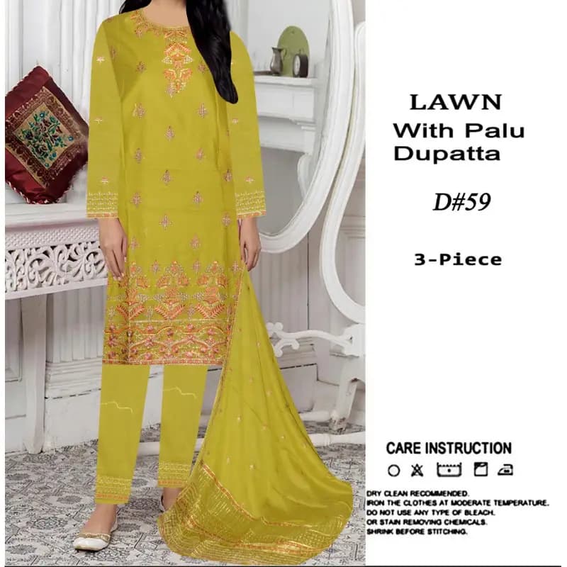 Fancy Morning Show Variety Lawn Cotton 3PC Fully Embroidered.  Shirt, Duppta and Trouser  Embroidered 3pc Unstiched Suit