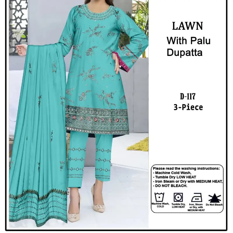 Fancy Morning Show Variety Lawn Cotton 3PC Fully Embroidered.  Shirt, Duppta and Trouser  Embroidered 3pc Unstiched