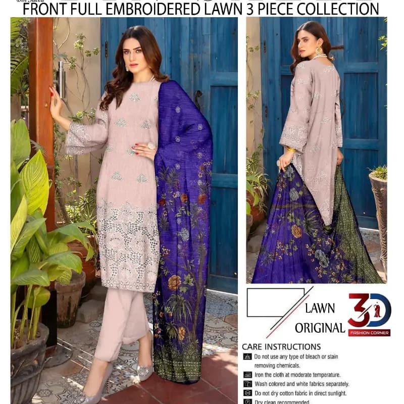 Boring Embroidered Shirt Embroidered Boring Back & Bazo, with Diamond Slub Printed Dupatta and Dyed Cotton Trouser 3PC  10 Suits Set Rs. 32500 only  A High Quality Product  What App. 0342-5977722
